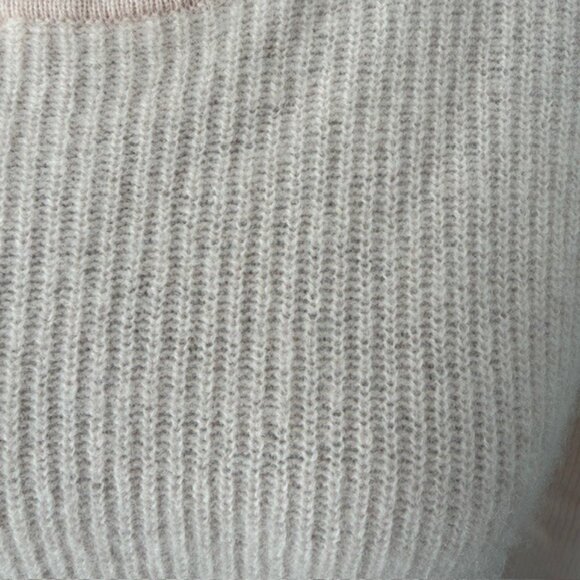 Cashmere Crew Neck Ribbed Fisherman Sweater Blush Pink XS - Picture 9 of 13
